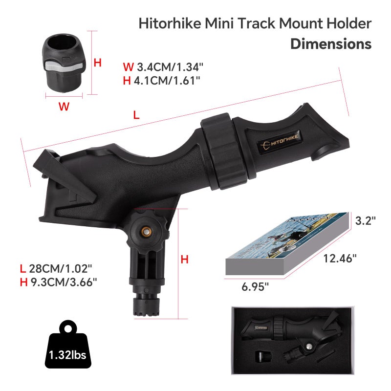 Hitorhike Fishing Rod Holder Universal Fit Kit with Mount Allows for 360-degree Adjustment Kayak Fishing Boat Rod Holder (Fishing Rold Holder x1+Mini Track Mount x1) - Image 2